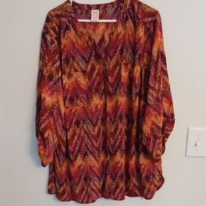 Faded Glory Women's Chevron Blouse - Red, Orange, Yellow